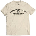 Beige t-shirt with 'Fighters Club No Mercy' graphic and text on a white background